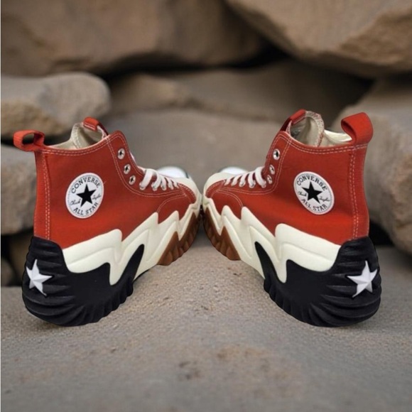 Converse Red and Black High-Top Sneakers with Iconic Design - Picture 1 of 5